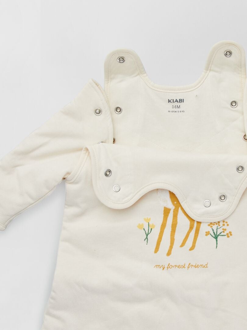 Jersey slaapzak met afneembare mouwen - Crème wit