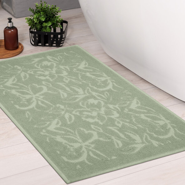 Badematte Flower, 60 x 100 cm, mint