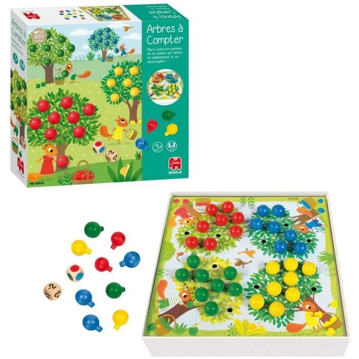 Jeu éducatif - GOULA - Arbres à compter - Pommes en bois et dés