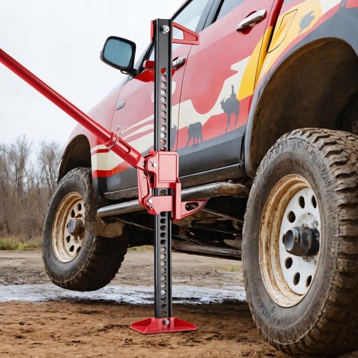 Gato hidráulico agrícola Wiltec de 3000 kg con palanca, para todo terreno (ATV 4x4), de hierro fundido, 13,5 kg, cabrestante de 135 cm, altura de 12,2 a 135 cm, dispositivo en forma de L.