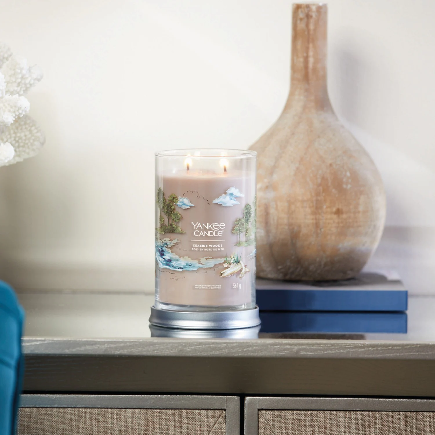 YANKEE CANDLE Grand Gobelet Bois en Bord de Mer