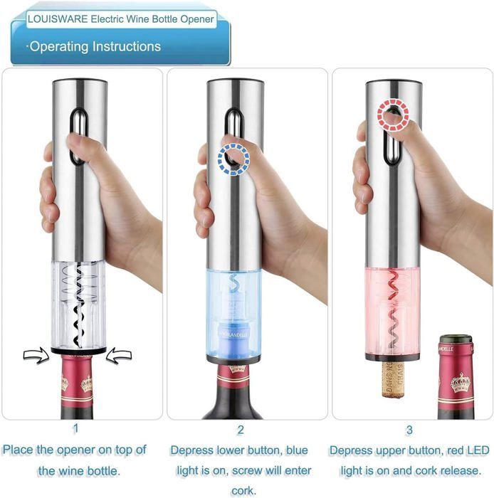 Sacacorchos eléctrico, abridor de botellas eléctrico, abridor de botellas eléctrico