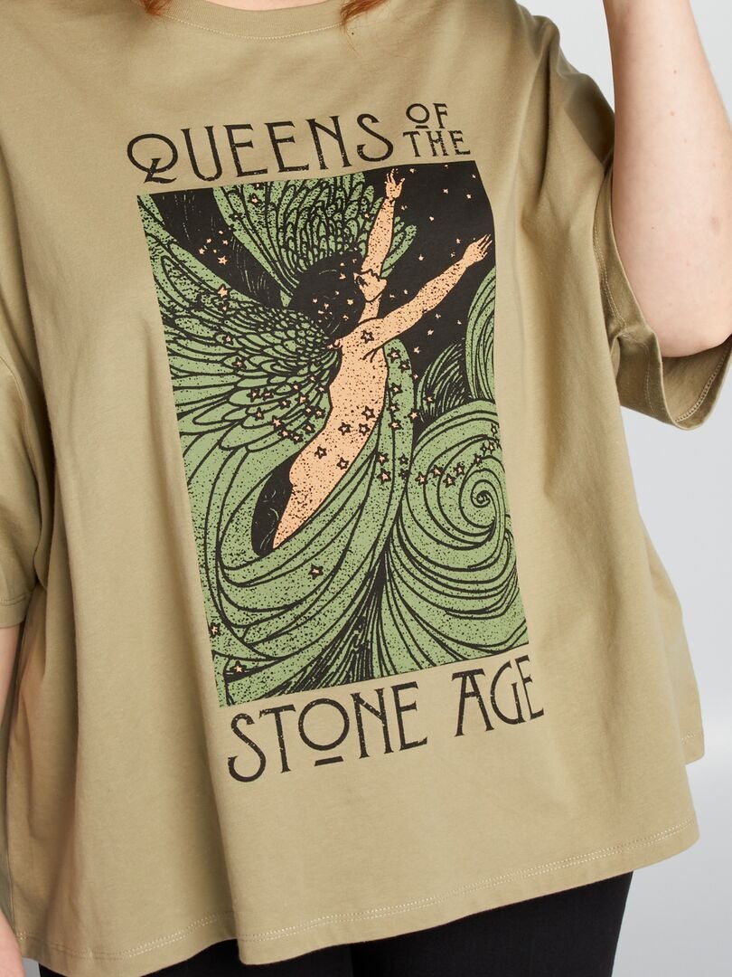 Camiseta de gola redonda 'Queens of the Stone Age' - VERDE