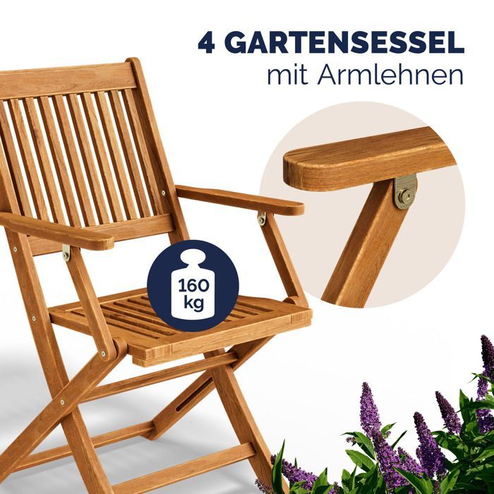 Set de 4 chaises de jardin pliantes 