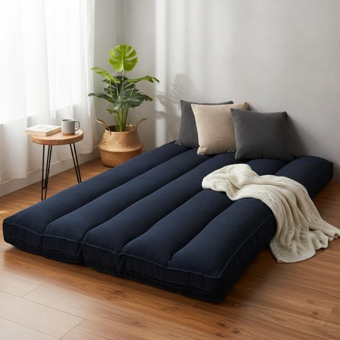 Futón con funda extraíble - 140 x 190 cm - Bananair - Azul oscuro