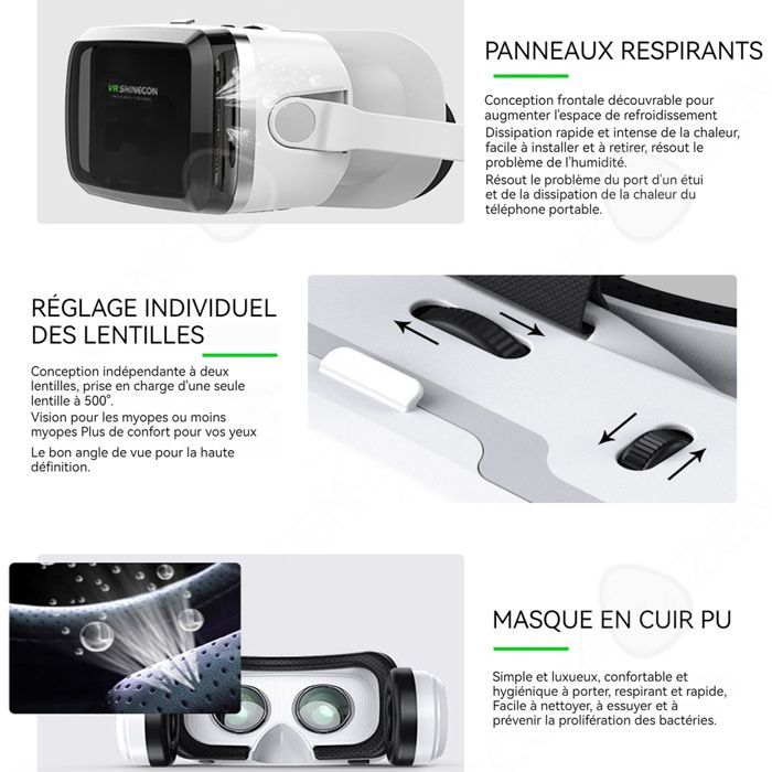 Auriculares de realidad virtual 1080p, pantalla IMAX gigante, ajuste independiente, espacio 3D de 360 grados, recorrido panorámico, paquete de realidad virtual