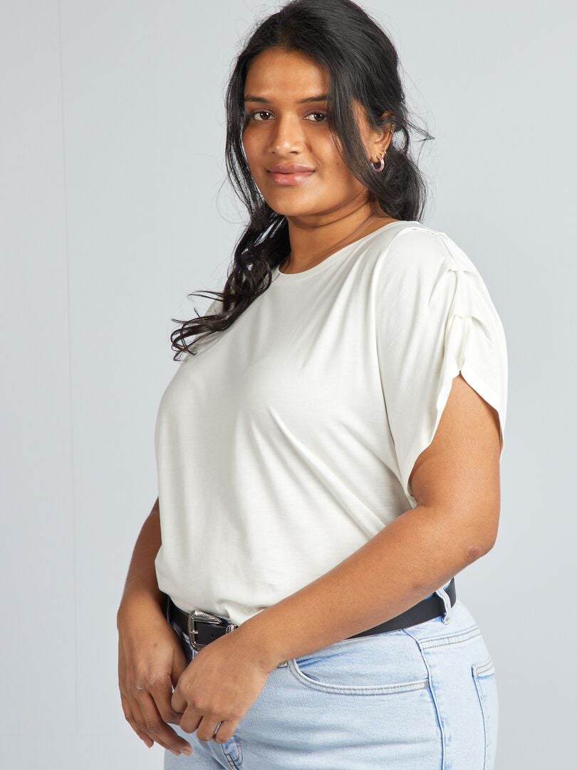 Effen T-shirt met korte mouwen - WIT