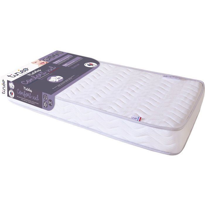 Matelas Bébé Confort XXL TINEO 60x120x15cm - Sans Traitement - Fabriqué En France - Garantie 2 Ans