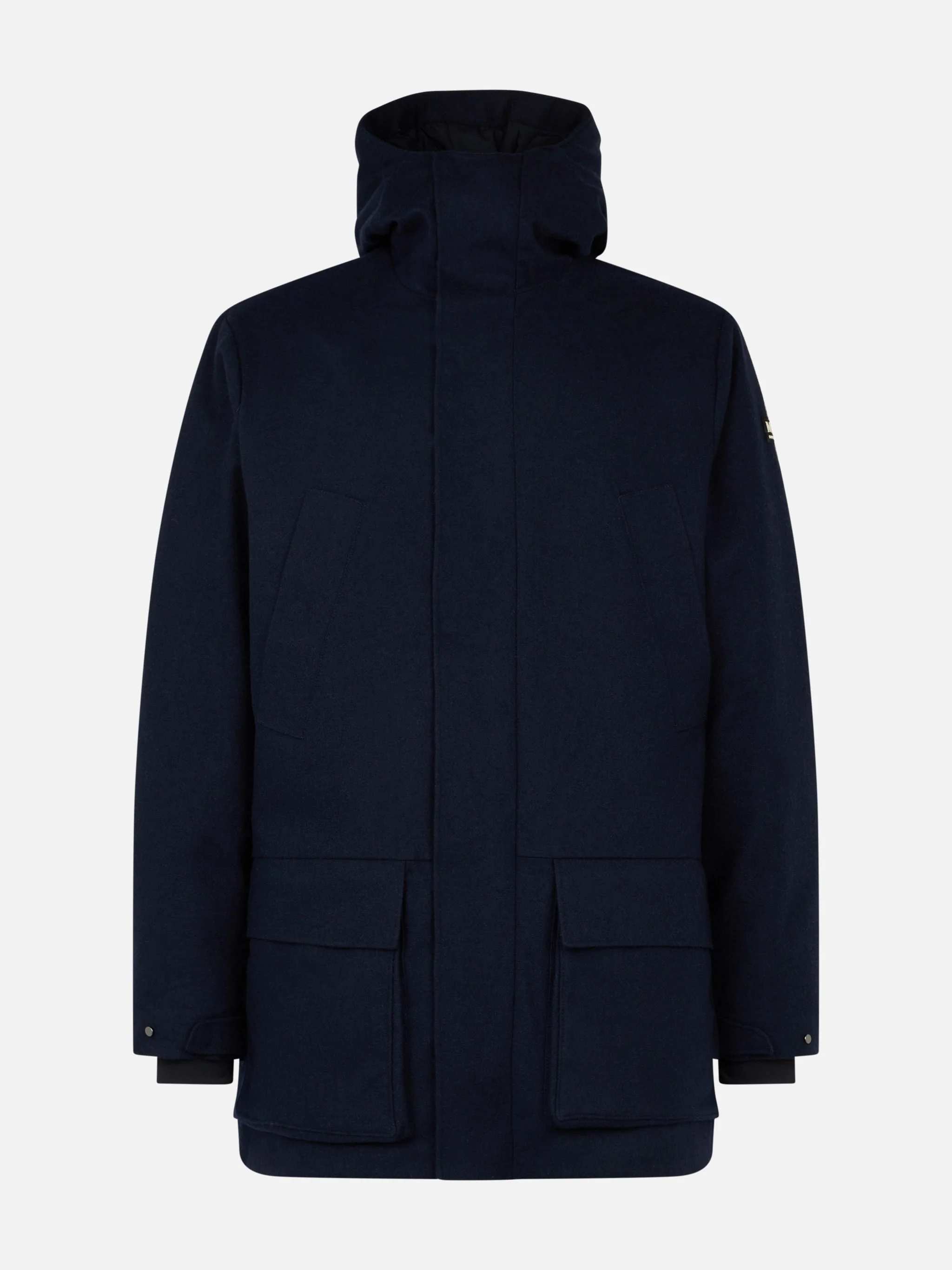 blauer Herrenparka mit Kapuze