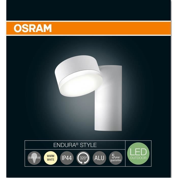 OSRAM Spot applique extérieure Endura Style - 8 W - Rond - Blanc chaud
