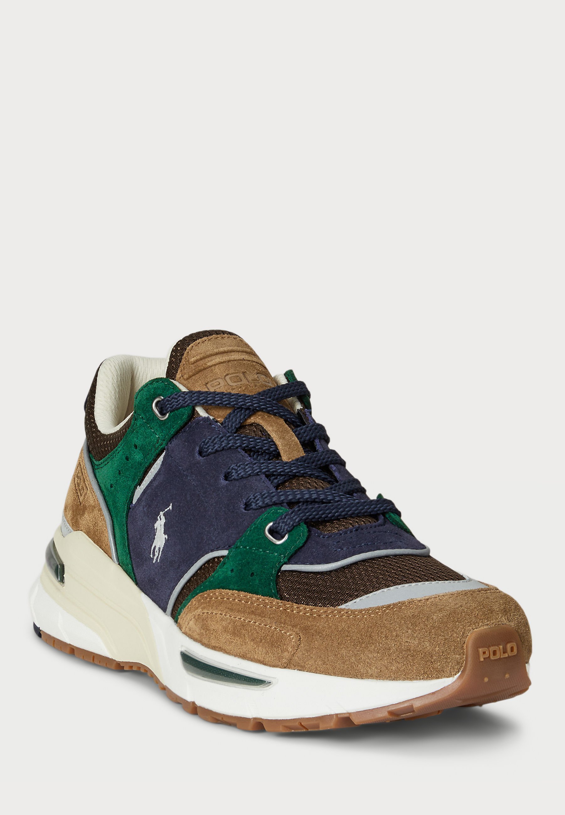 Polo Ralph Lauren TRACKSTER 250 SUÈDE & MESH SNEAKER - Sneakers - desert tan/navy/multi