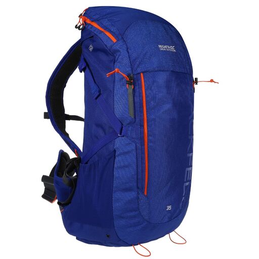 Mochila esportiva Regatta Blackfell III com capacidade de 35L (azul/laranja surf).