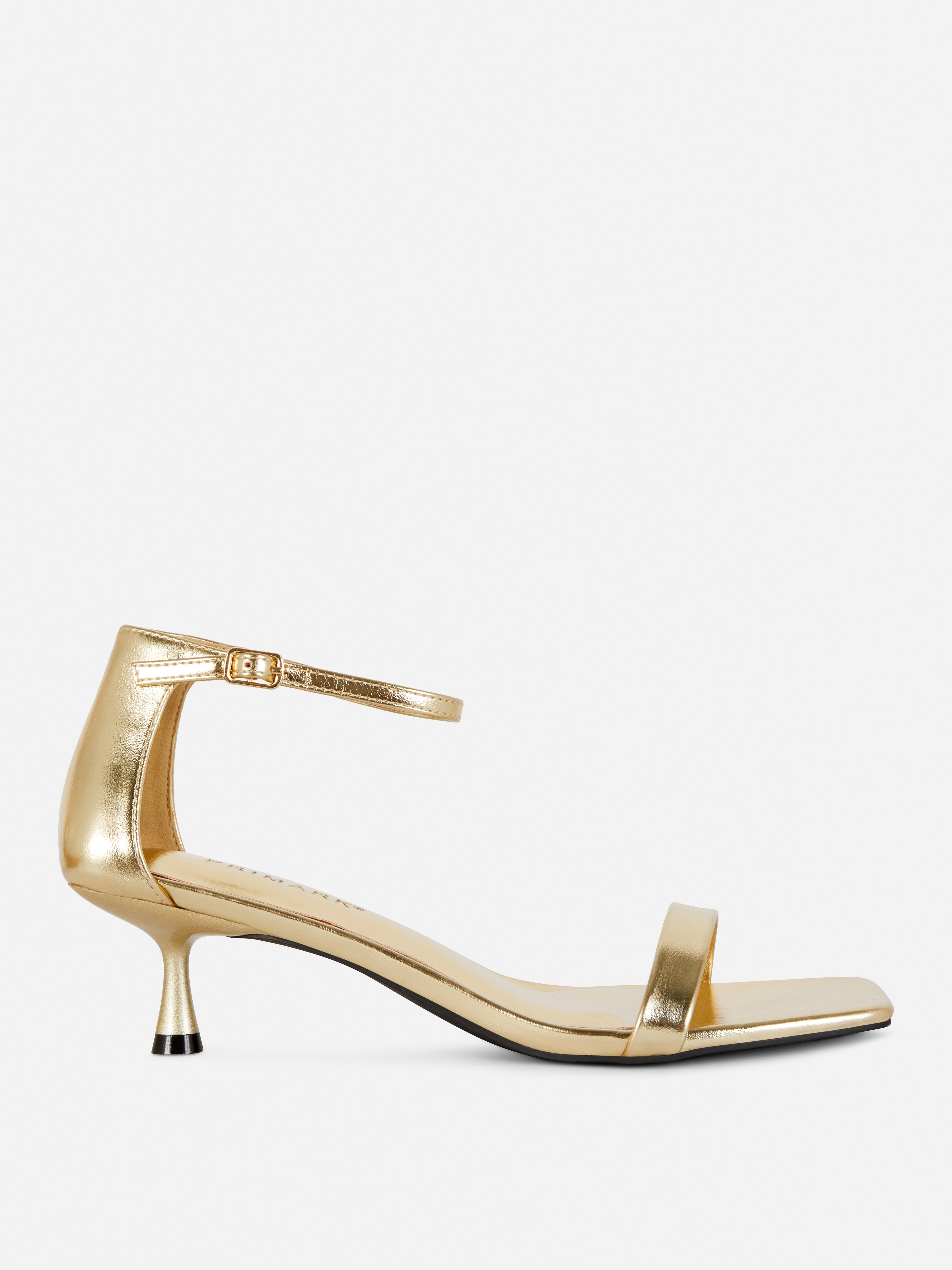 Sandalen mit niedrigem Absatz Elegante Schuhe mit Riemchen und niedrigem Absatz