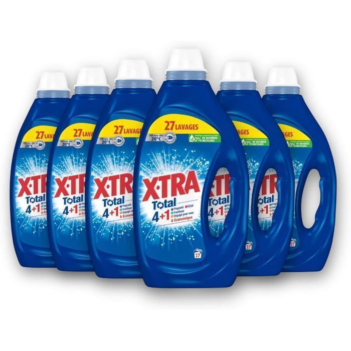 Detersivo liquido per bucato - Xtra Total - Confezione da 6 - 27 lavaggi - Freschezza a lunga durata