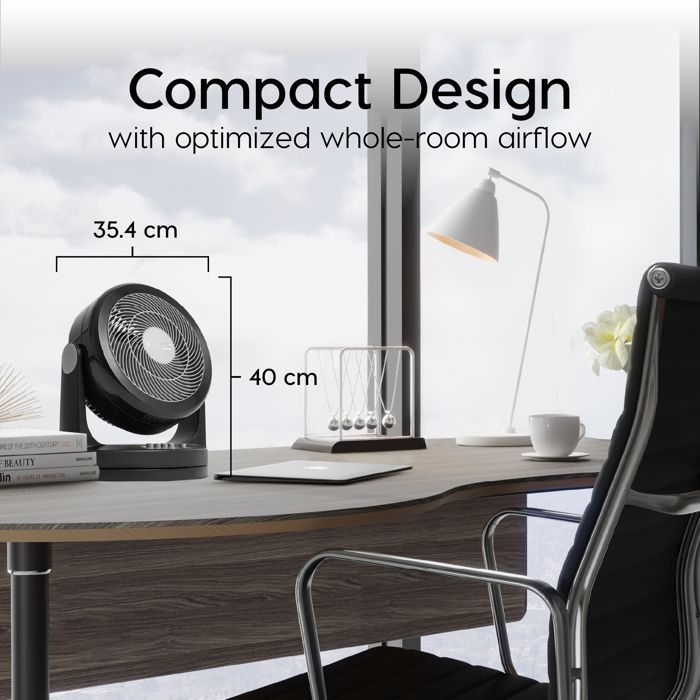 Ventilador de mesa Iris Ohyama, silencioso, potente y portátil, 33 m², PCF-HM23, negro
