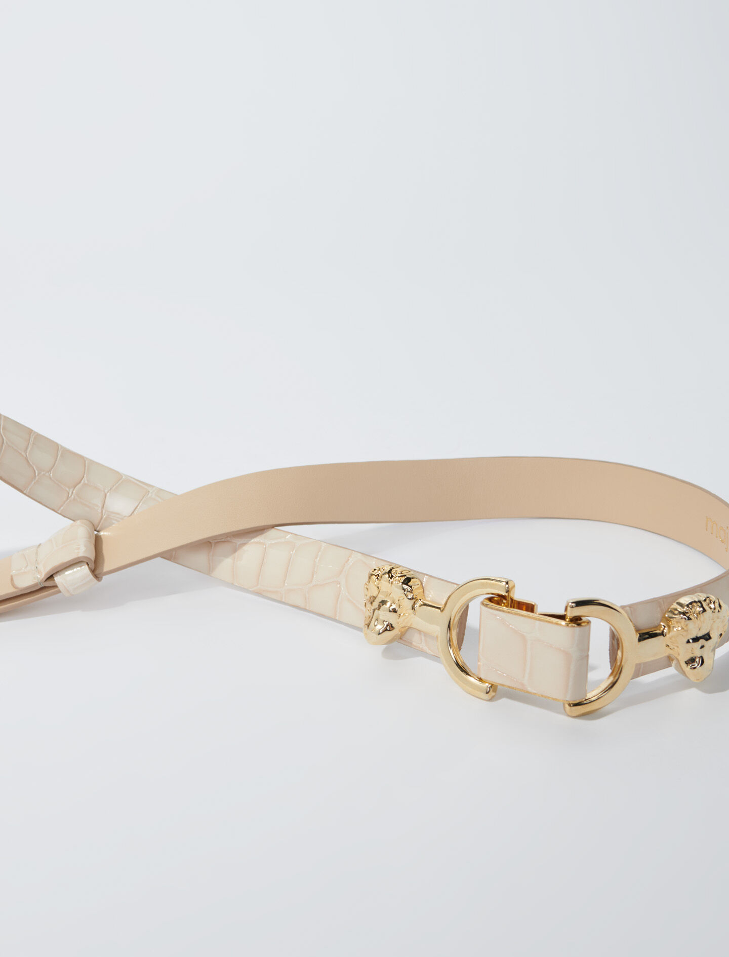 Glanzende leren riem - beige