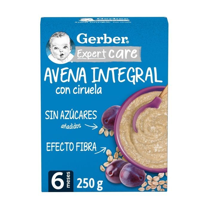 GERBER ORGÂNICO - Mingau de aveia integral com ameixas secas, para bebês a partir de 6 meses, 250g
