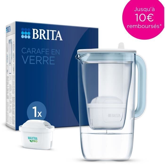 BRITA glazen waterfilterkan - Model One Blauw - 2,5 liter inhoud (1,5 liter gefilterd water) - Inclusief 1 Maxtra Pro All-in-1 filterpatroon