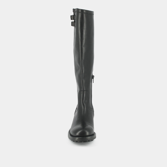 Bottes à semelles crantées  en cuir noir