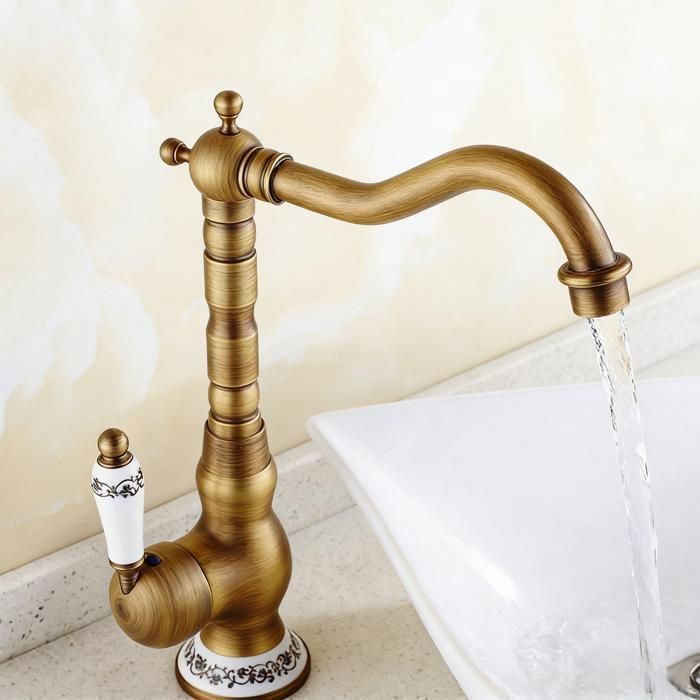 Robinet Lavabo Retro Poignée Unique - Robinetterie de salle de bain - Hauteur sous bec 250mm