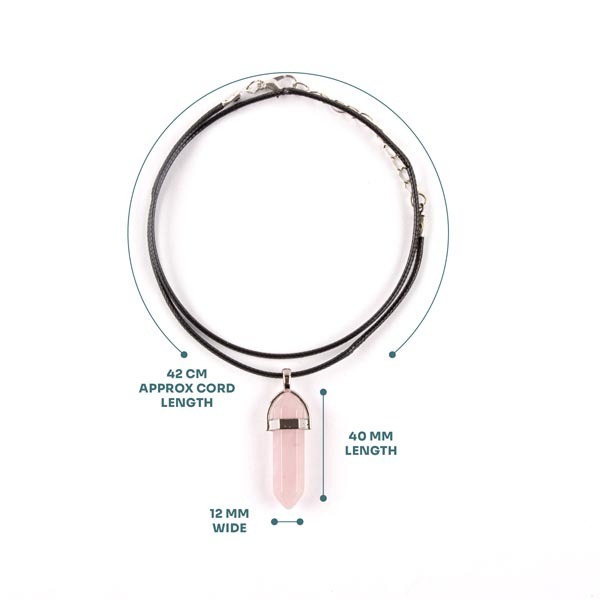 Myga ogrlica s privjeskom i kristalima - ružičasti kvarc