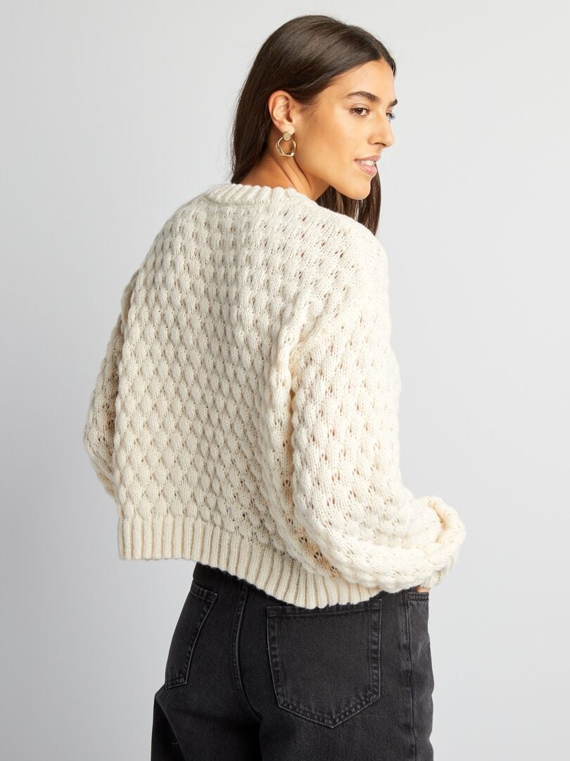 Sweter dzianinowy - kremowy