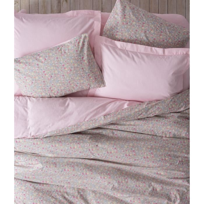 Juego de ropa de cama: 1 funda nórdica de 220 x 240 cm + 2 fundas de almohada de 60 x 60 cm - 100 % algodón reforzado - Rosa