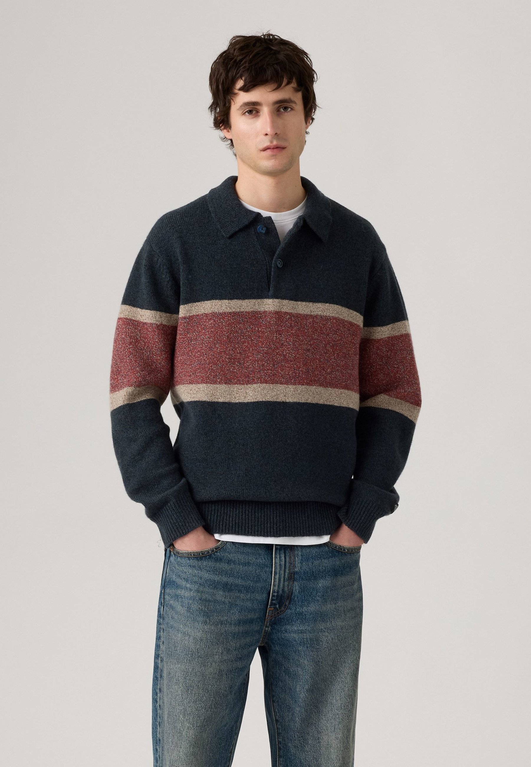 Levi's® RUGBY - Trui - Orson Stripe Navy Blazer Heather