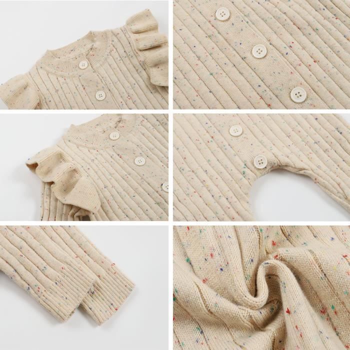 Pijama de bebé - FUNMOON - Pelele de punto - Color beige - Para niñas - Recién nacidas