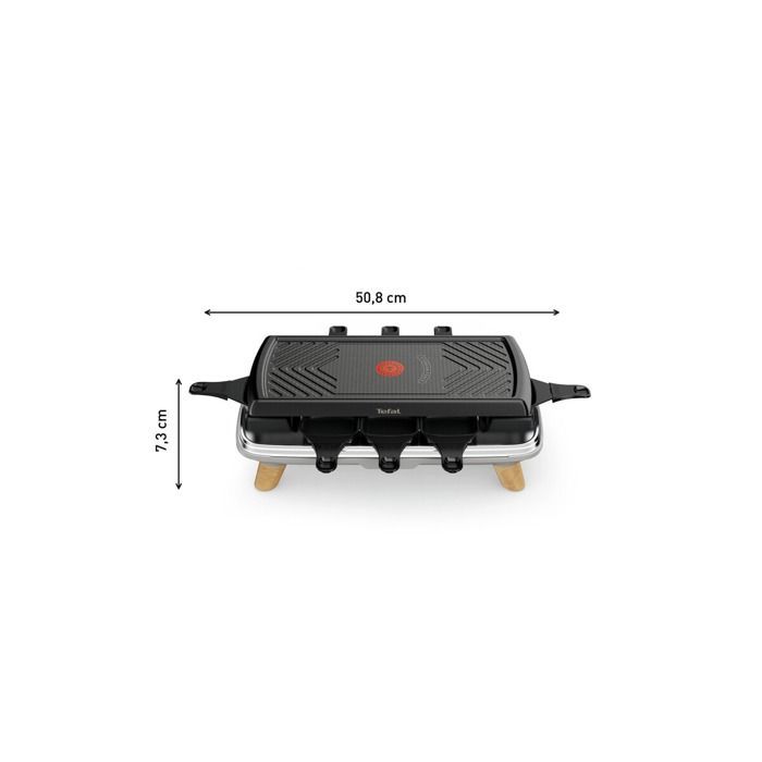 Plancha para raclette TEFAL GOURMET con 8 cazoletas extragrandes, más indulgencia, gris RE610D12