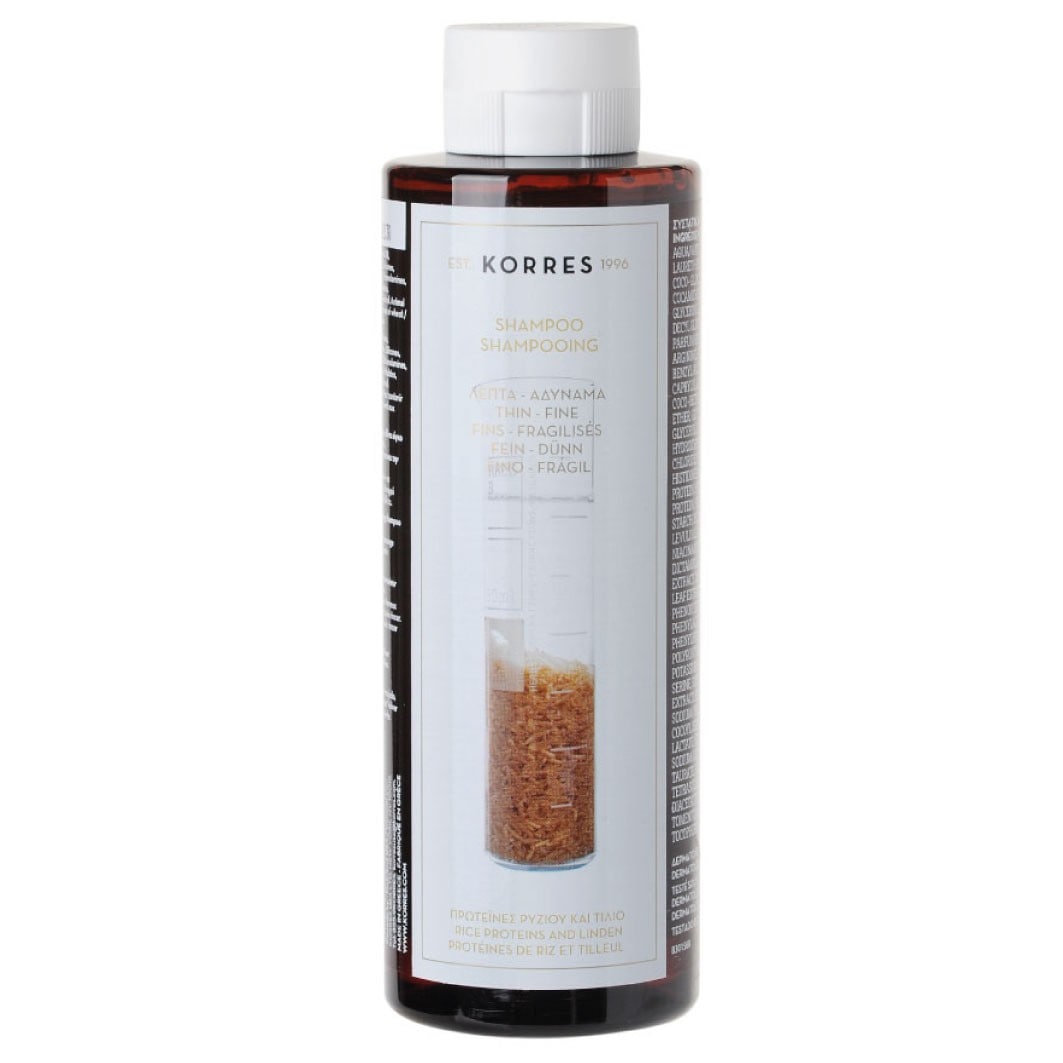 Champú capilar KORRES con proteínas de arroz y flores de tilo - 250 ml