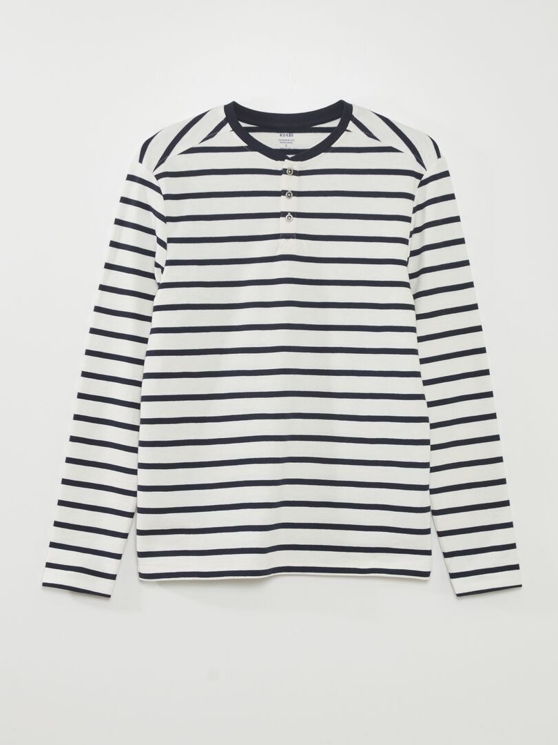 T-shirt met knoopsluiting in matrozenstijl - BEIGE