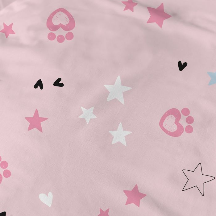 Juego de ropa de cama infantil 100% algodón - GABBY Y LA CASA DE LOS CORAZONES MÁGICOS - Blanco/Rosa - 140x200+63x63cm