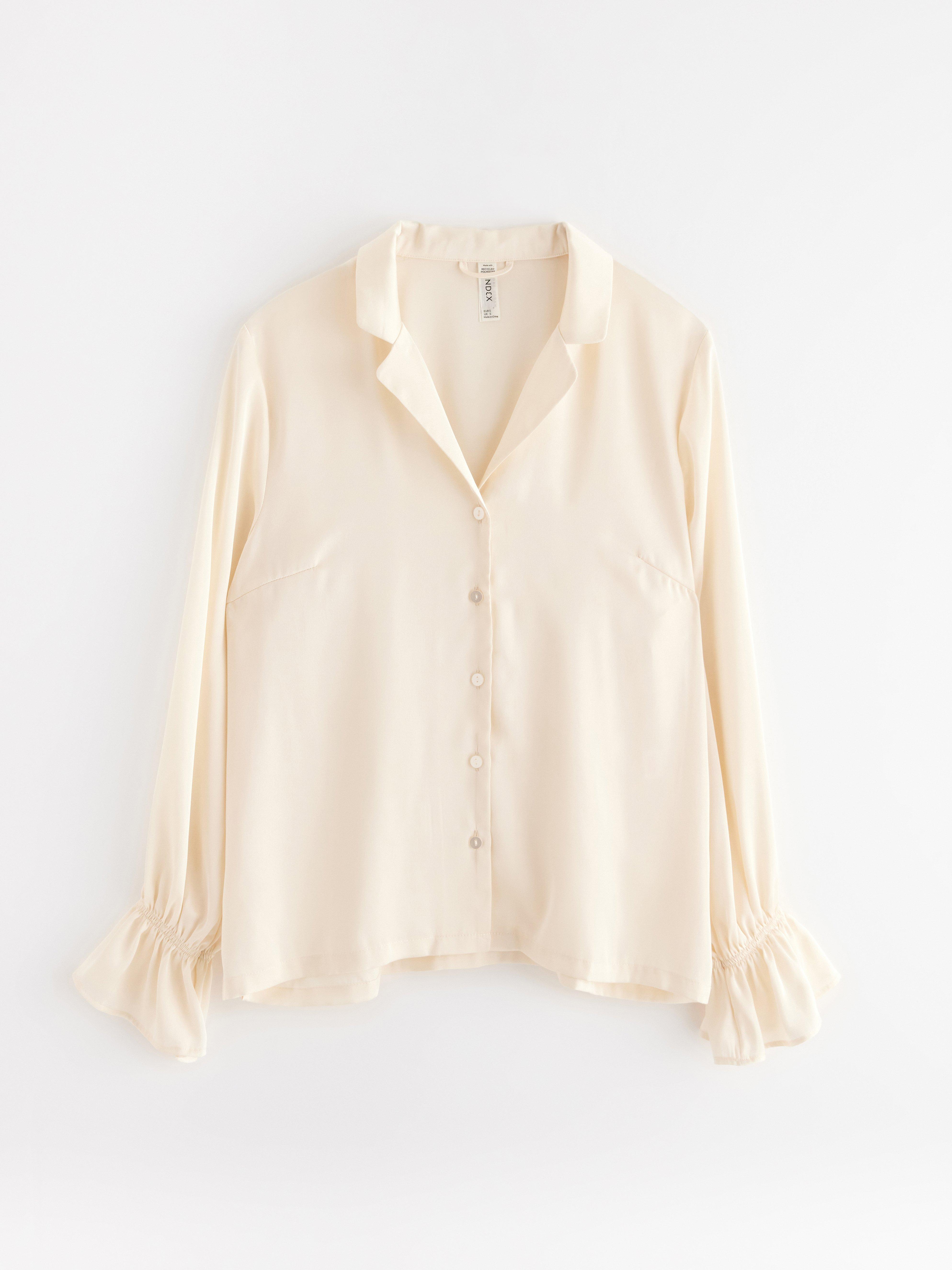 Pyjamasskjorta en satin blanc