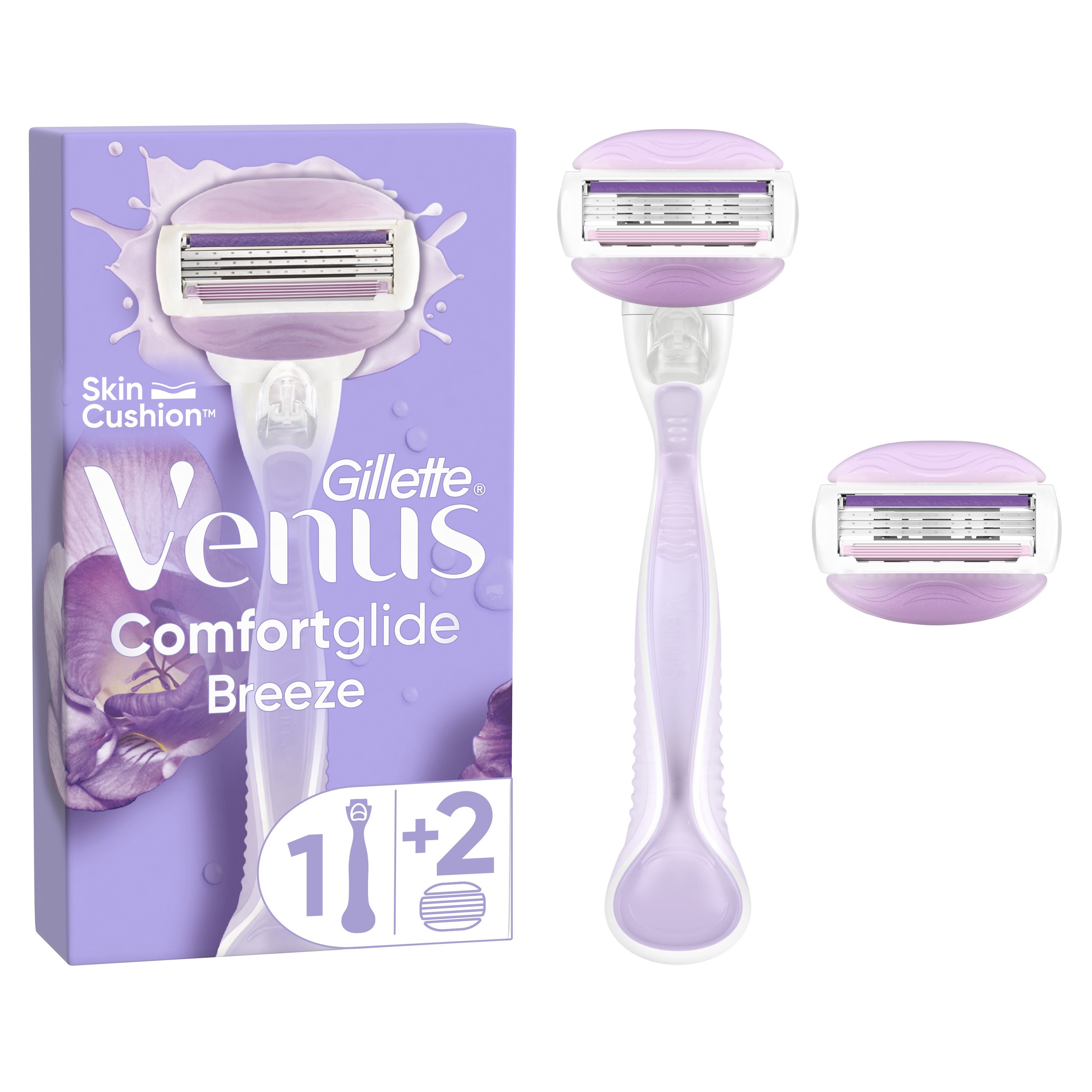 „Venus Comfortglide Breeze“ skustuvo peiliukų 2 papildymai Moteriški skustuvo peiliukai