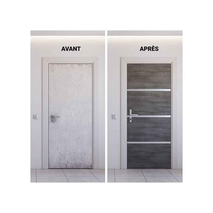 NORDLINGER Kit rénovation porte Gris Agate avec profilés aluminium - 85 x 50 cm (non encollé)