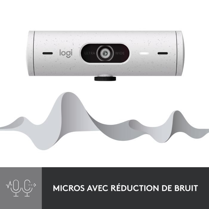 Cámara web Full HD 1080p - Logitech - Brio 500 - Micrófono integrado - Blanca