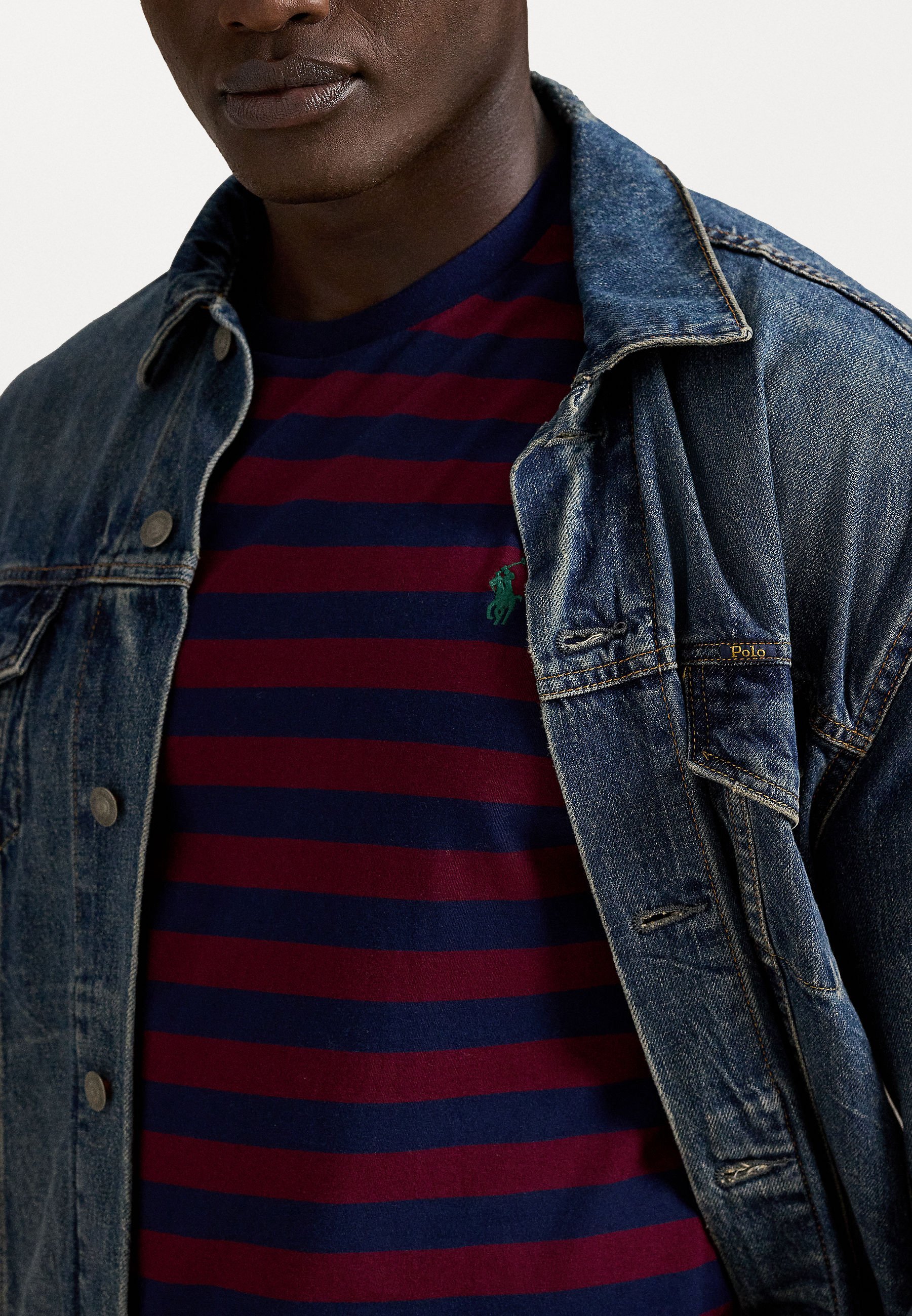 Polo Ralph Lauren Big & Tall gestreept jersey T-shirt met ronde hals - T-shirt met print - klassiek wijnrood/marineblauw