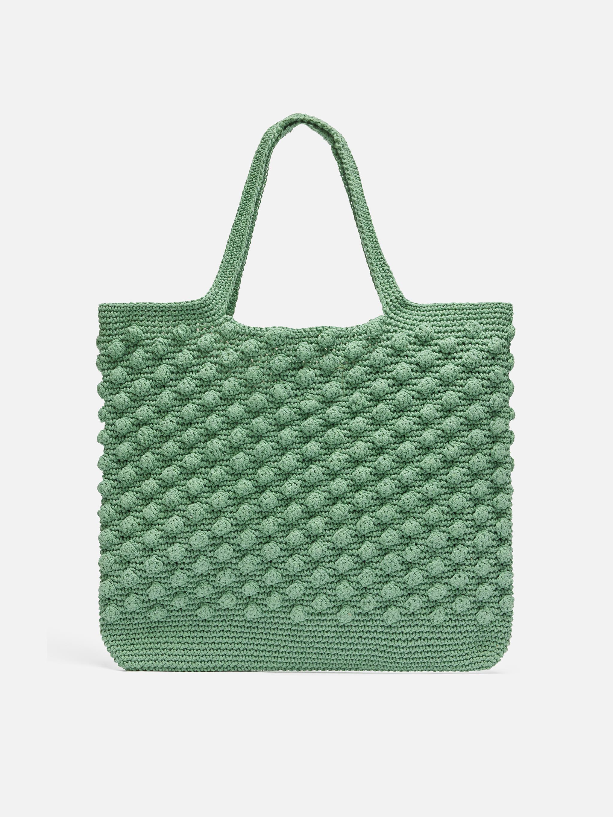 Saliegroene gehaakte tas