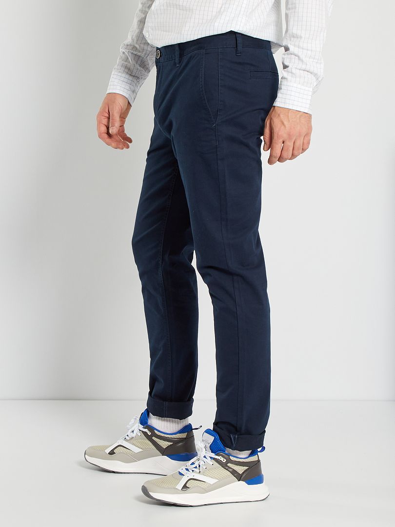 Calça chino slim tamanho L38 +195 cm - azul