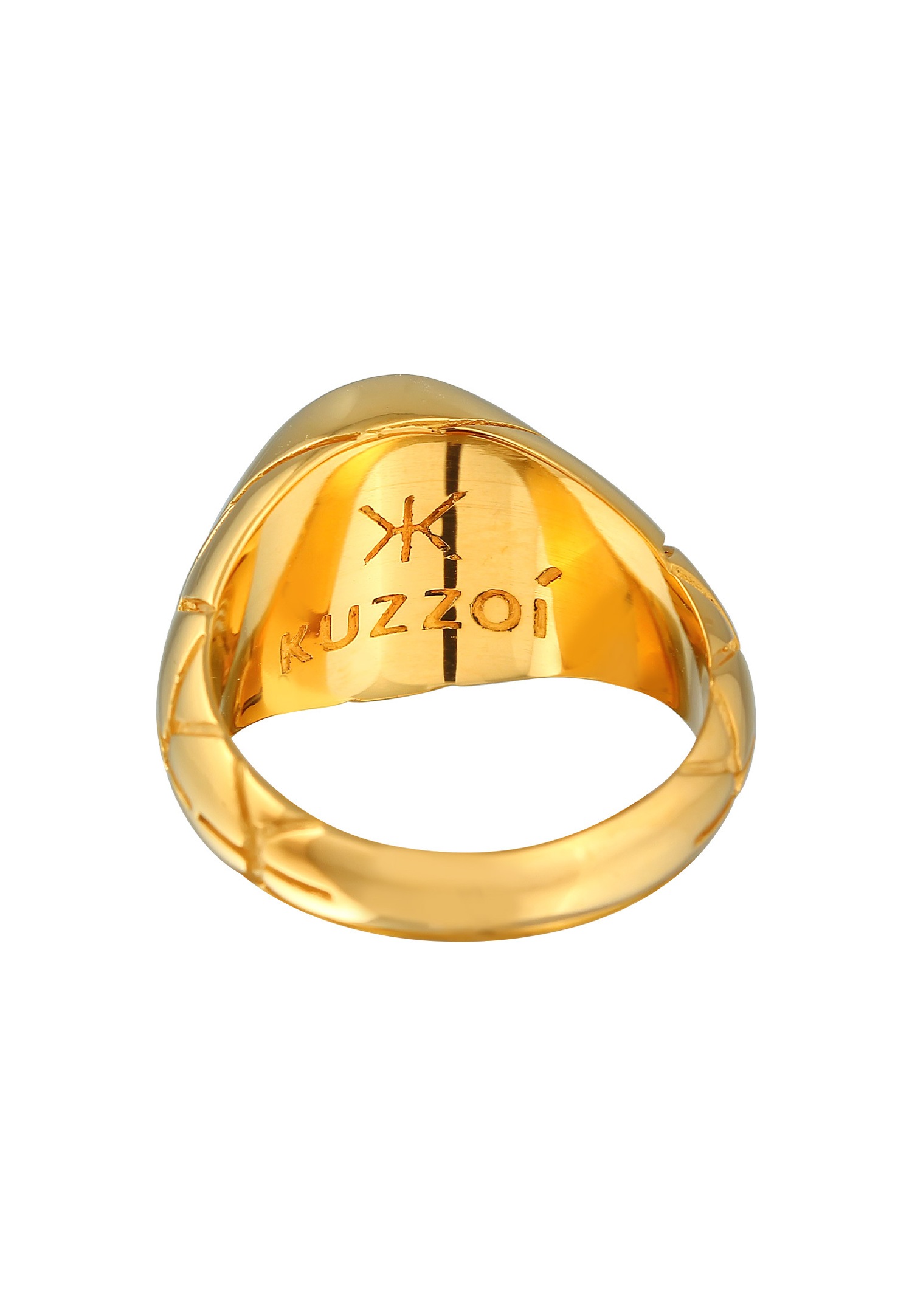 KUZZOI Chevalière de base pour homme - Bleu ovale avec émail en argent sterling 925 plaqué or