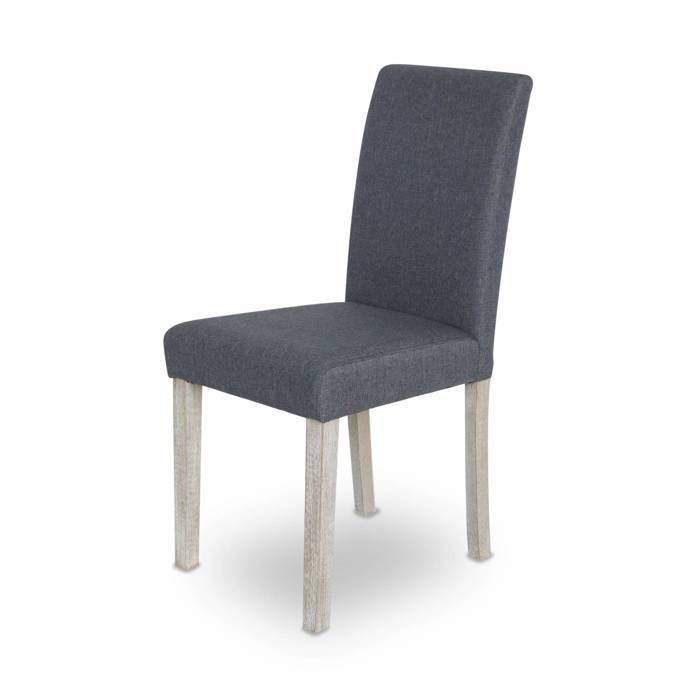 Lot de 4 chaises - Rita - chaises en tissu. pieds en bois cérusé. gris foncés