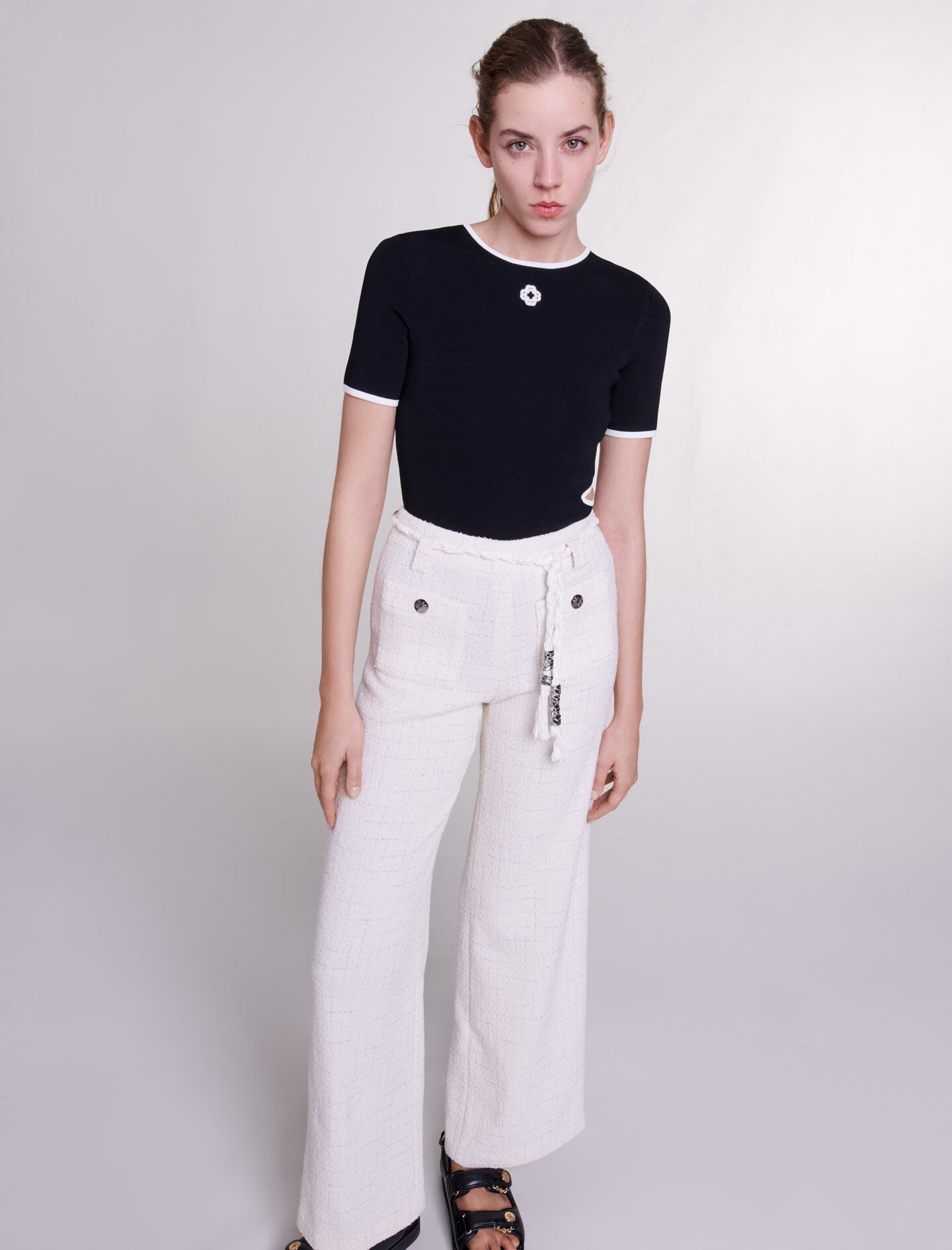 Broek van metallic tweeddraad - Raw