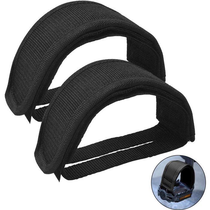 Bicycle Crank Straps, 1 Pair, Black, Adjustable and Non-Slip, Universal for Home Trainers