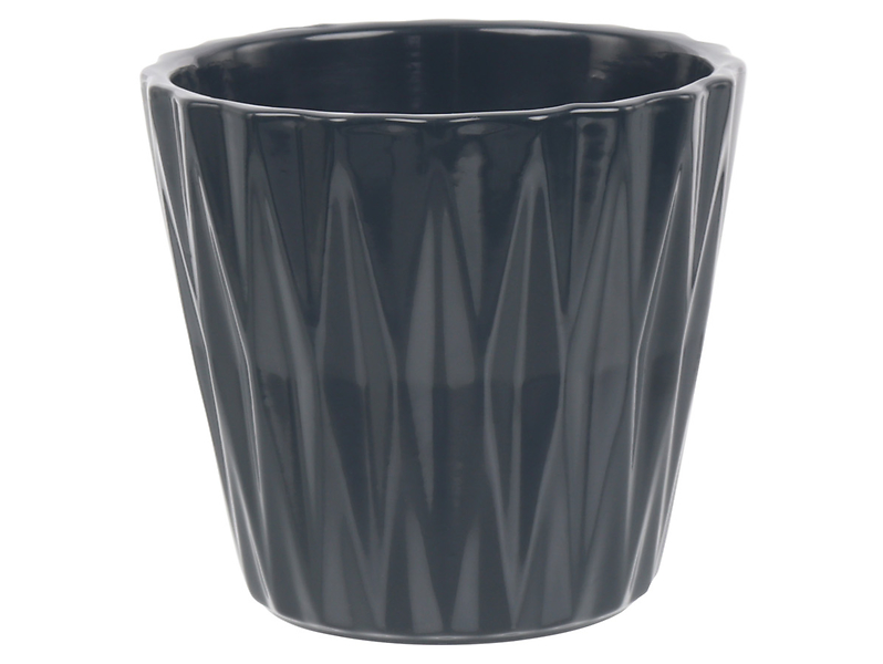 Osłonka na doniczkę Geometric ceramiczna szara