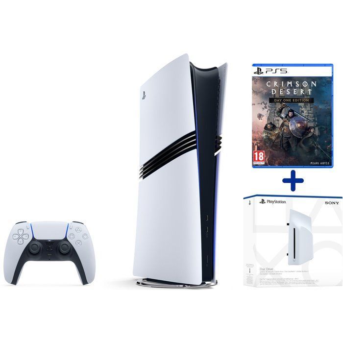 Pack PS5 Pro : Console PlayStation 5 Pro + Lecteur de disques + Crimson Desert - Day One Edition