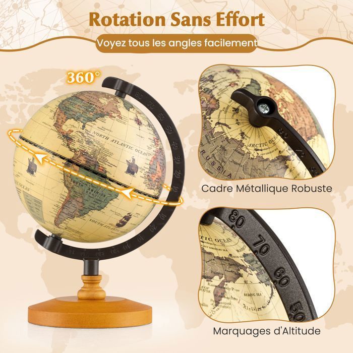 COSTWAY Globe - 14 CM Educational Globe for Children - Creative Antique Style Gift and Decoration Ideal for Home, Office