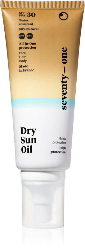 Ochranný suchý opaľovací olej SeventyOne Dry Sun Oil SPF30 na tvár, telo a vlasy