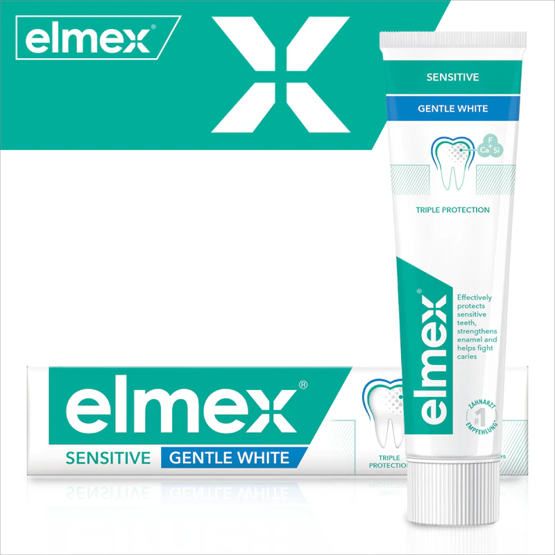 Creme dental Elmex Sensitive Protection Gentle White para dentes naturalmente brancos