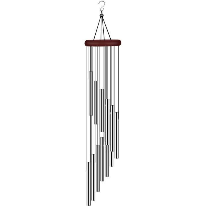 ZERONE Metall-Windspiel – 12 Aluminiumlegierungsrohre – Weiß